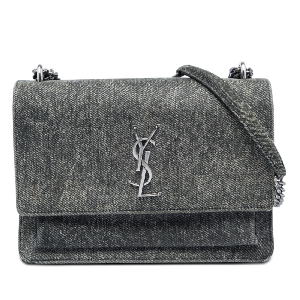 Pre-Loved Saint Laurent Medium Denim Monogram Sunset Crossbody